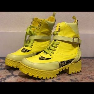 Neon combat boots
